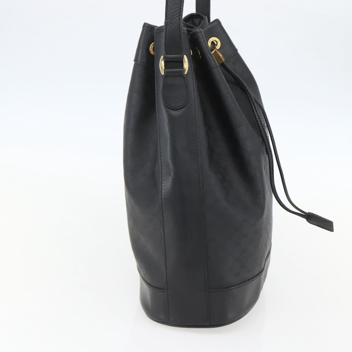 GUCCI Micro GG Supreme Bag PVC Leather Black Gold 001 164 0933 Auth BA8185