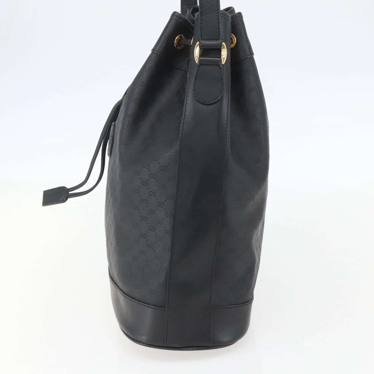 GUCCI Micro GG Supreme Bag PVC Leather Black Gold 001 164 0933 Auth BA8185