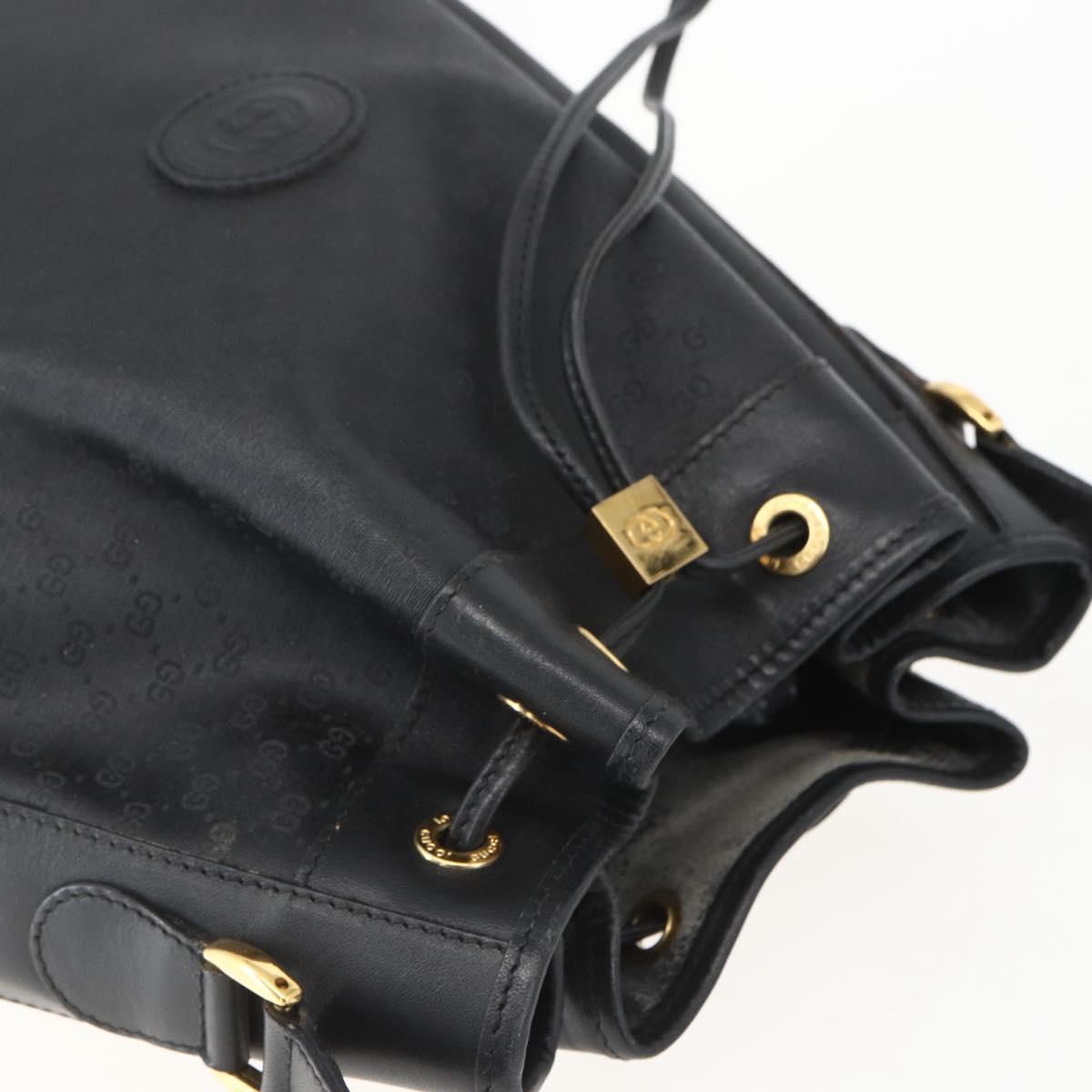 GUCCI Micro GG Supreme Bag PVC Leather Black Gold 001 164 0933 Auth BA8185