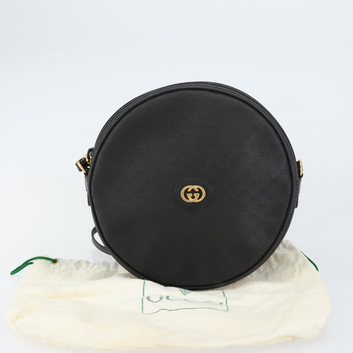 GUCCI Micro GG Canvas Shoulder Bag PVC Black Gold 007 104 0088 Auth BA8187