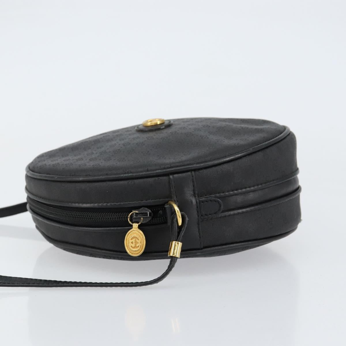 GUCCI Micro GG Canvas Shoulder Bag PVC Black Gold 007 104 0088 Auth BA8187