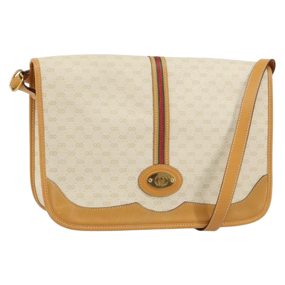 GUCCI Micro GG Supreme Web Sherry Line Bag PVC Beige 001 104 0551 Auth BA8188