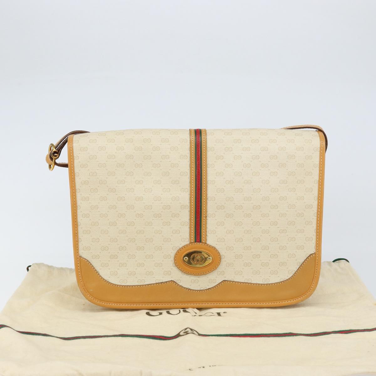 GUCCI Micro GG Supreme Web Sherry Line Bag PVC Beige 001 104 0551 Auth BA8188