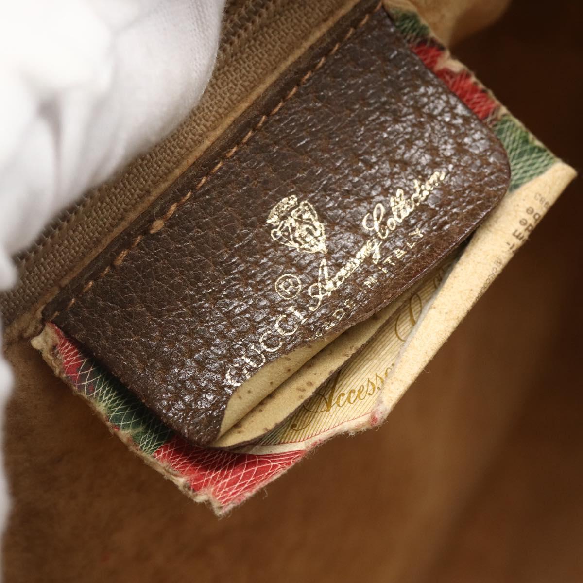 GUCCI GG Supreme Web Sherry Line Bag PVC Beige Gold 89 02 017 Auth BA8189