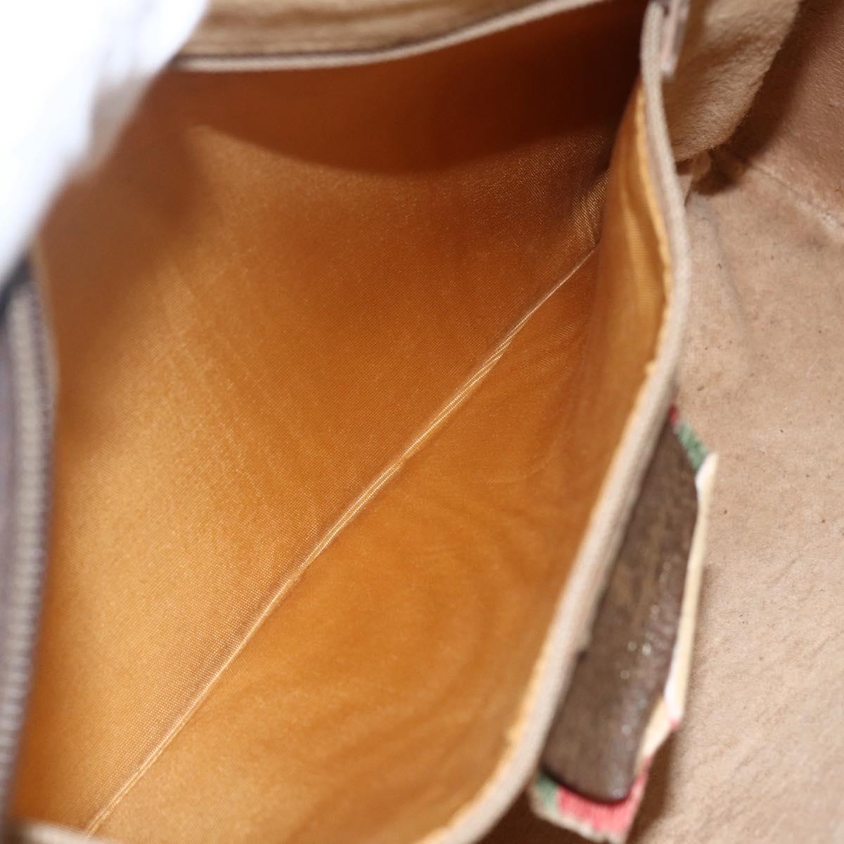 GUCCI GG Supreme Web Sherry Line Bag PVC Beige Gold 89 02 017 Auth BA8189