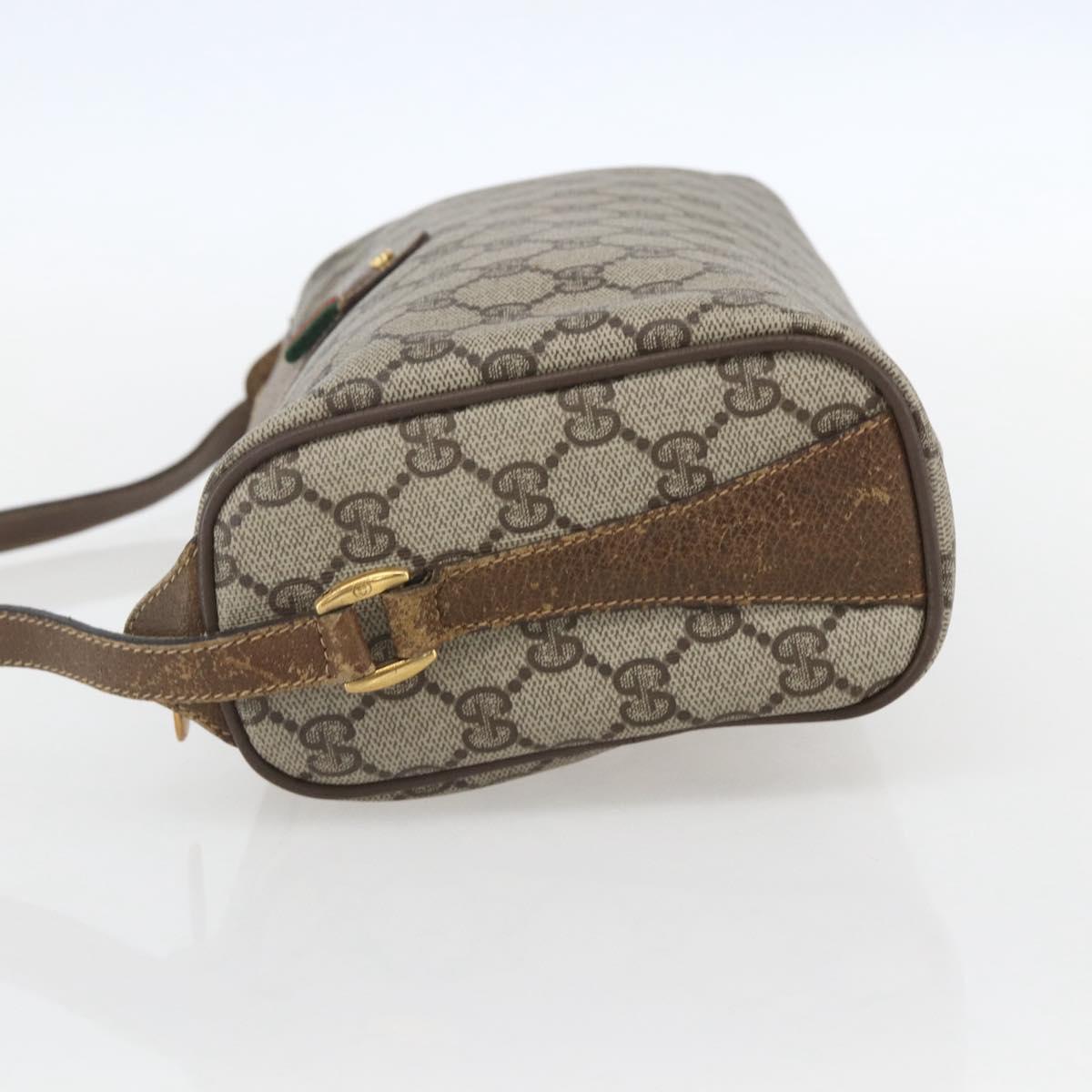 GUCCI GG Supreme Web Sherry Line Bag PVC Beige Gold 89 02 017 Auth BA8189