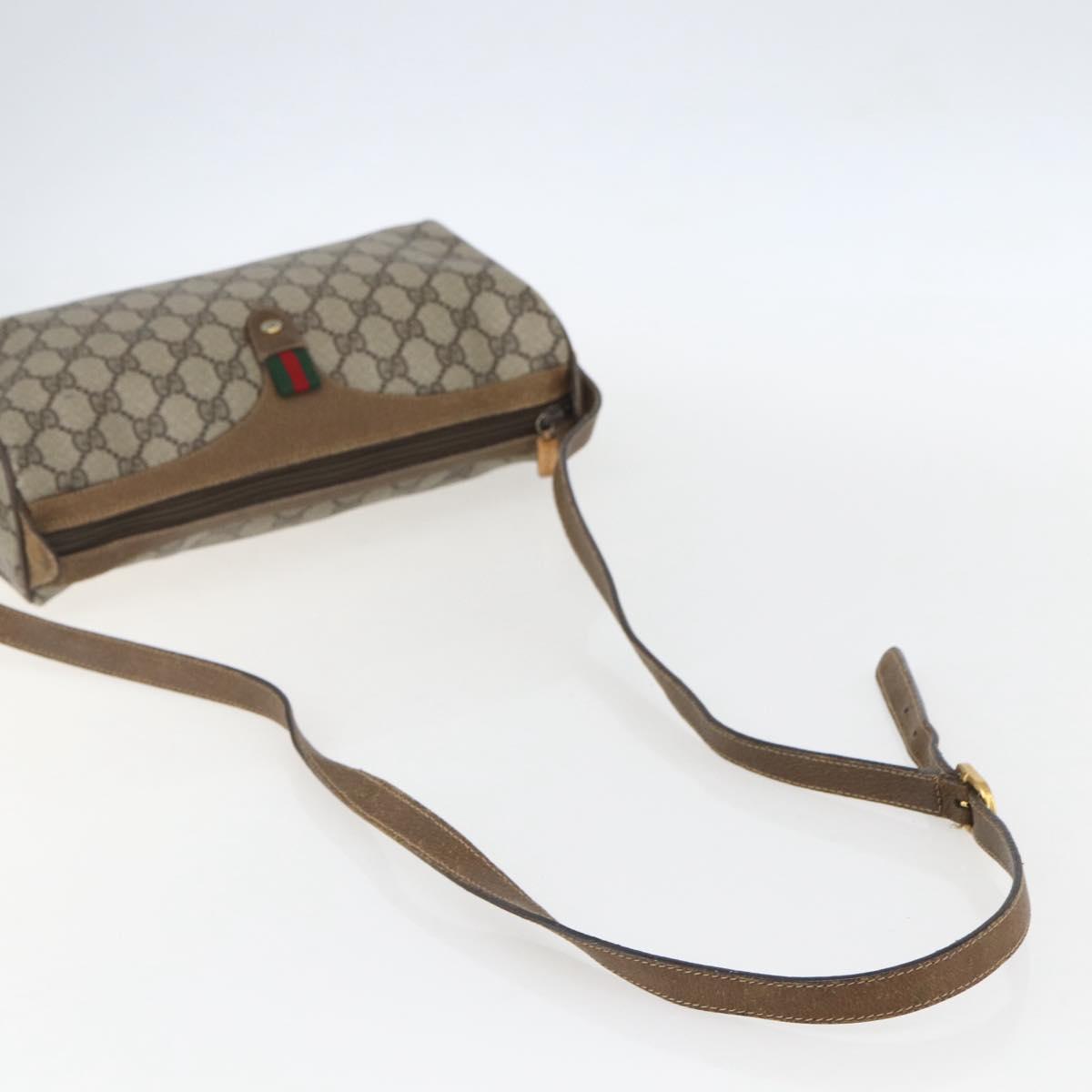 GUCCI GG Supreme Web Sherry Line Bag PVC Beige Gold 89 02 017 Auth BA8189