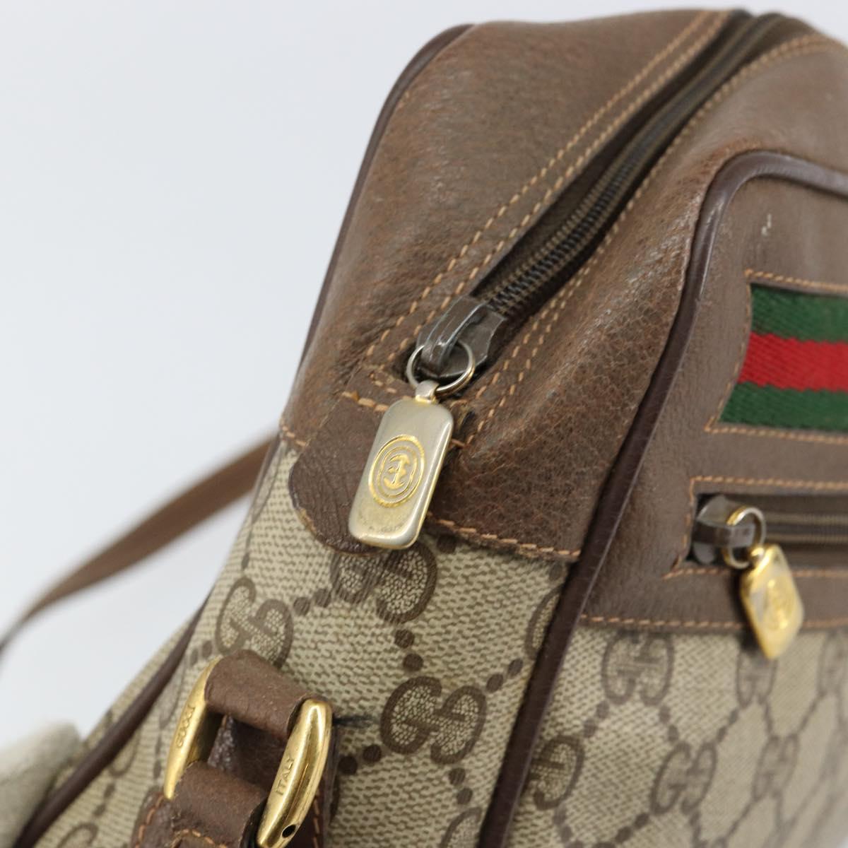 GUCCI GG Supreme Web Sherry Line Bag PVC Beige Gold 56 02 088 Auth BA8190