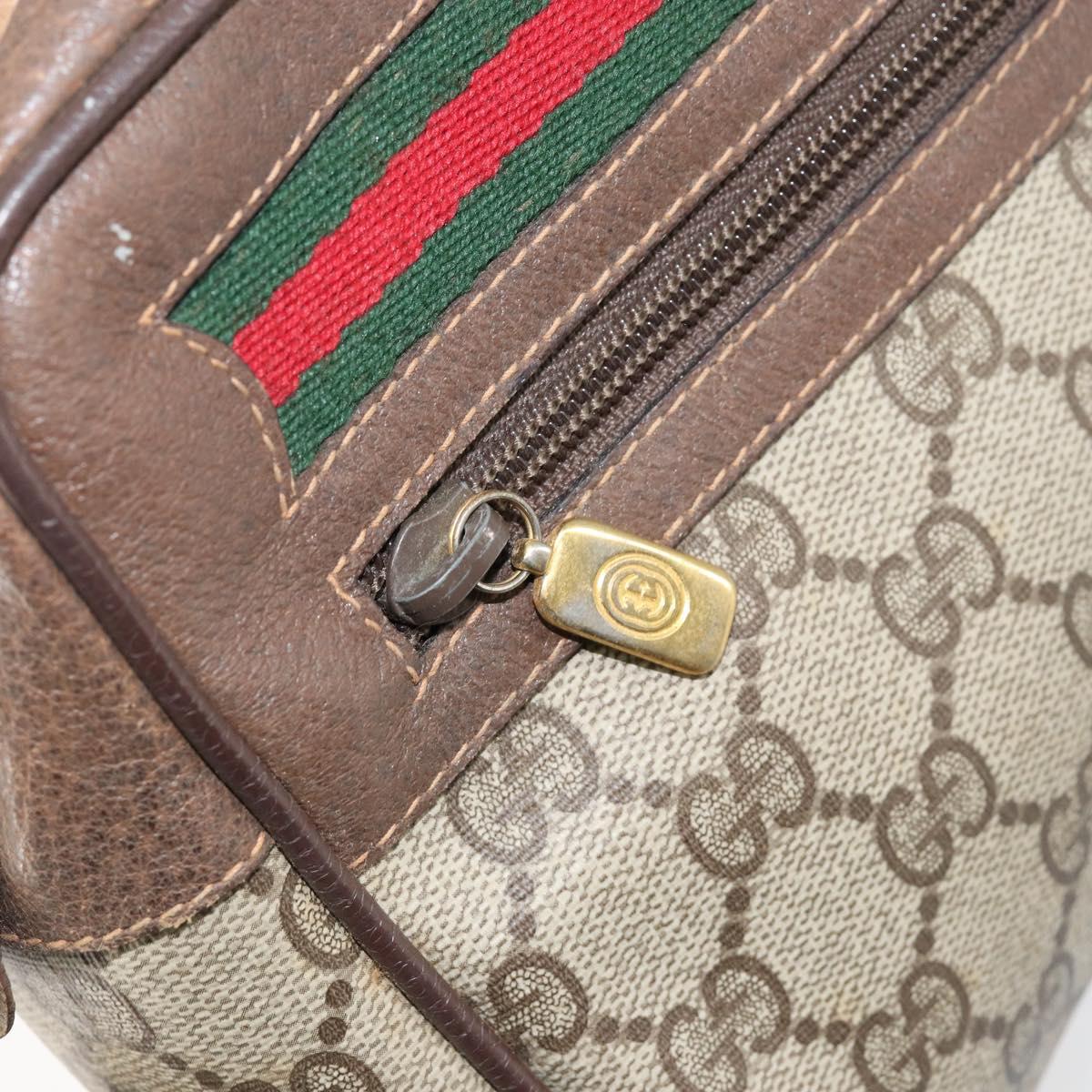 GUCCI GG Supreme Web Sherry Line Bag PVC Beige Gold 56 02 088 Auth BA8190