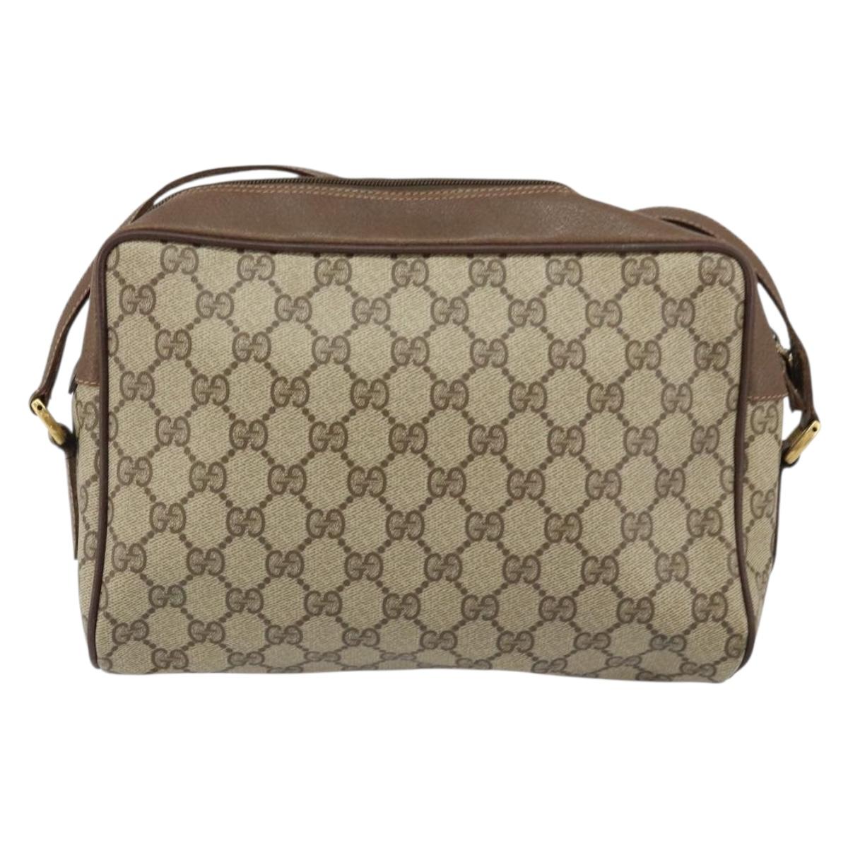 GUCCI GG Supreme Web Sherry Line Bag PVC Beige Gold 56 02 088 Auth BA8190