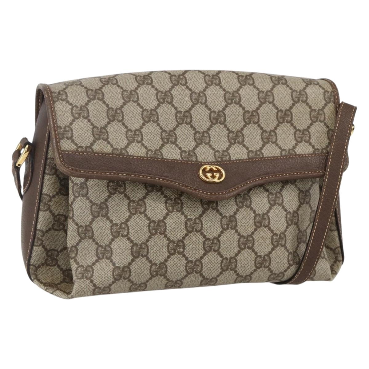 GUCCI GG Supreme Shoulder Bag PVC Beige Gold 001 113 6165 Auth BA8191