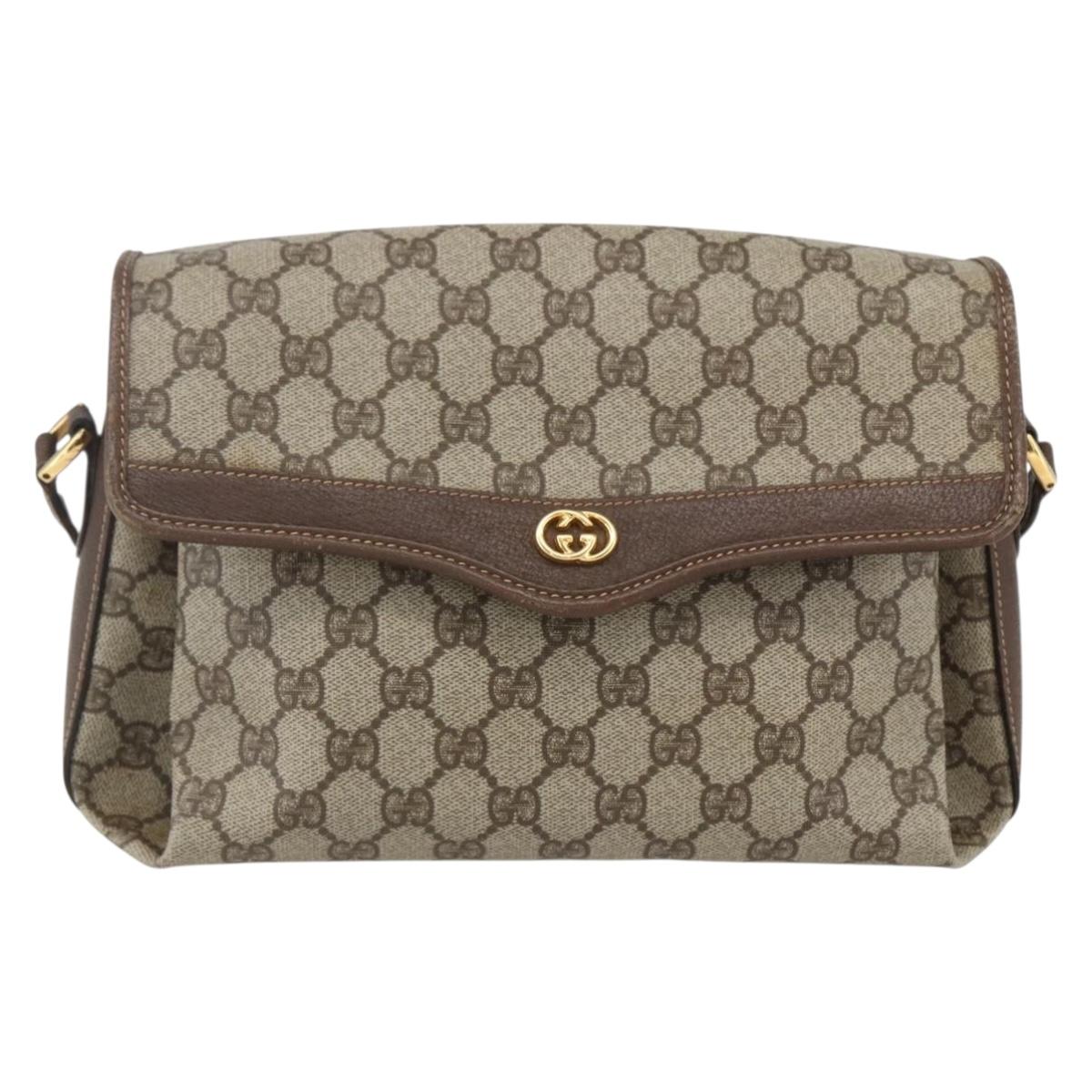 GUCCI GG Supreme Shoulder Bag PVC Beige Gold 001 113 6165 Auth BA8191