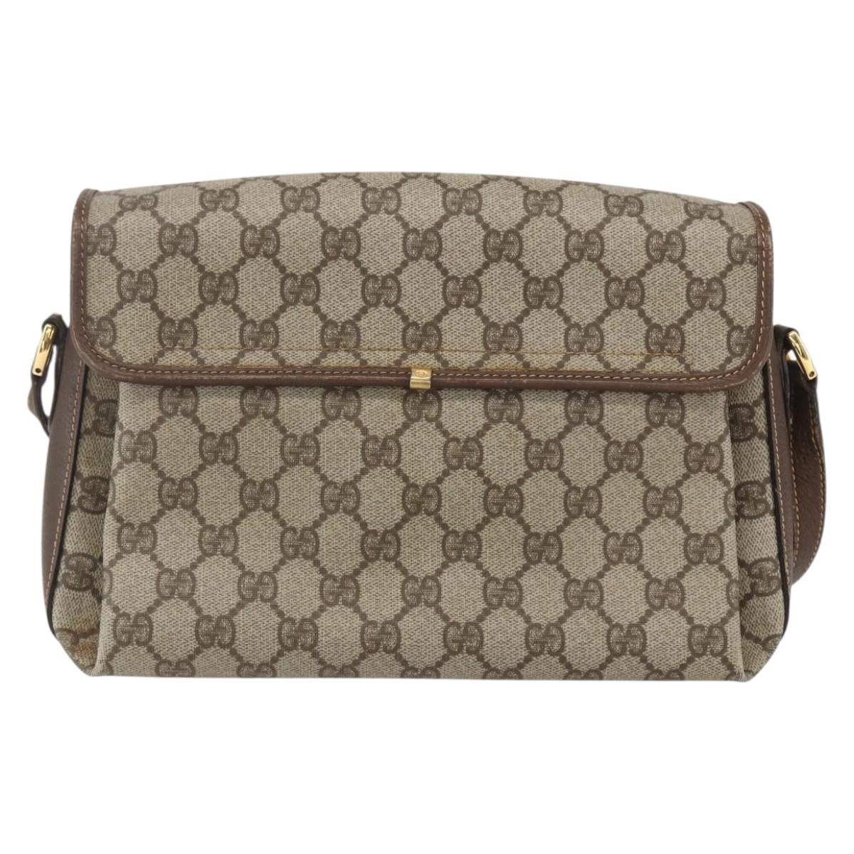 GUCCI GG Supreme Shoulder Bag PVC Beige Gold 001 113 6165 Auth BA8191