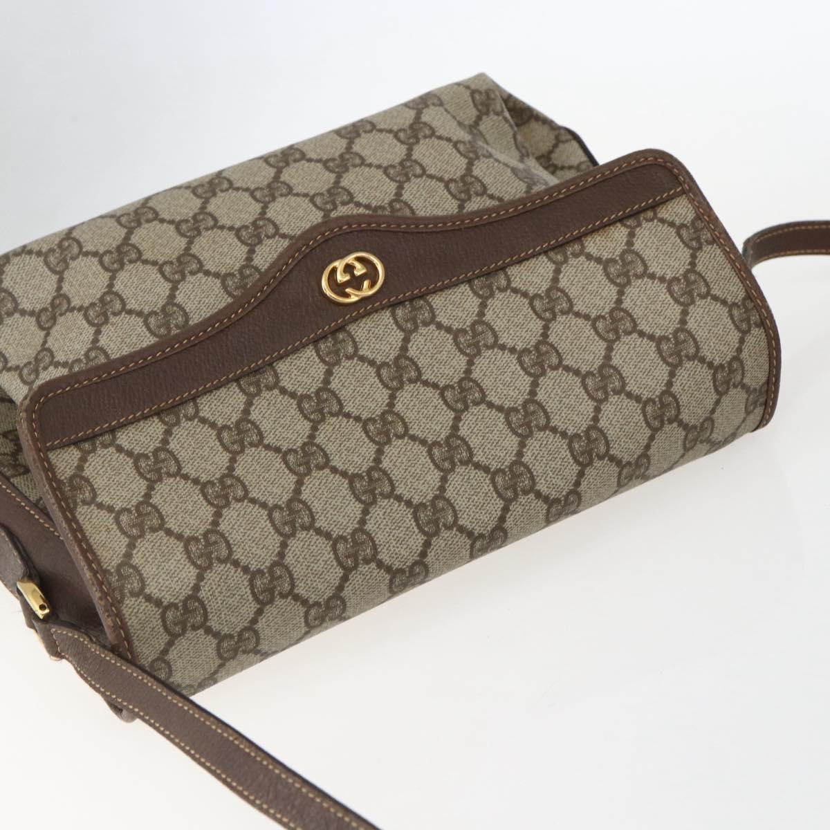 GUCCI GG Supreme Shoulder Bag PVC Beige Gold 001 113 6165 Auth BA8191