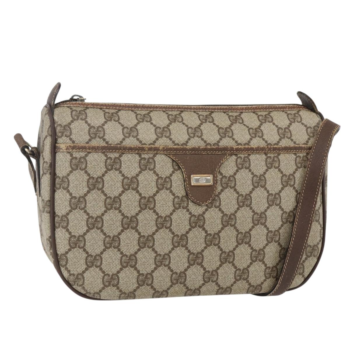 GUCCI GG Supreme Shoulder Bag PVC Beige Gold 001 115 6106 Auth BA8192