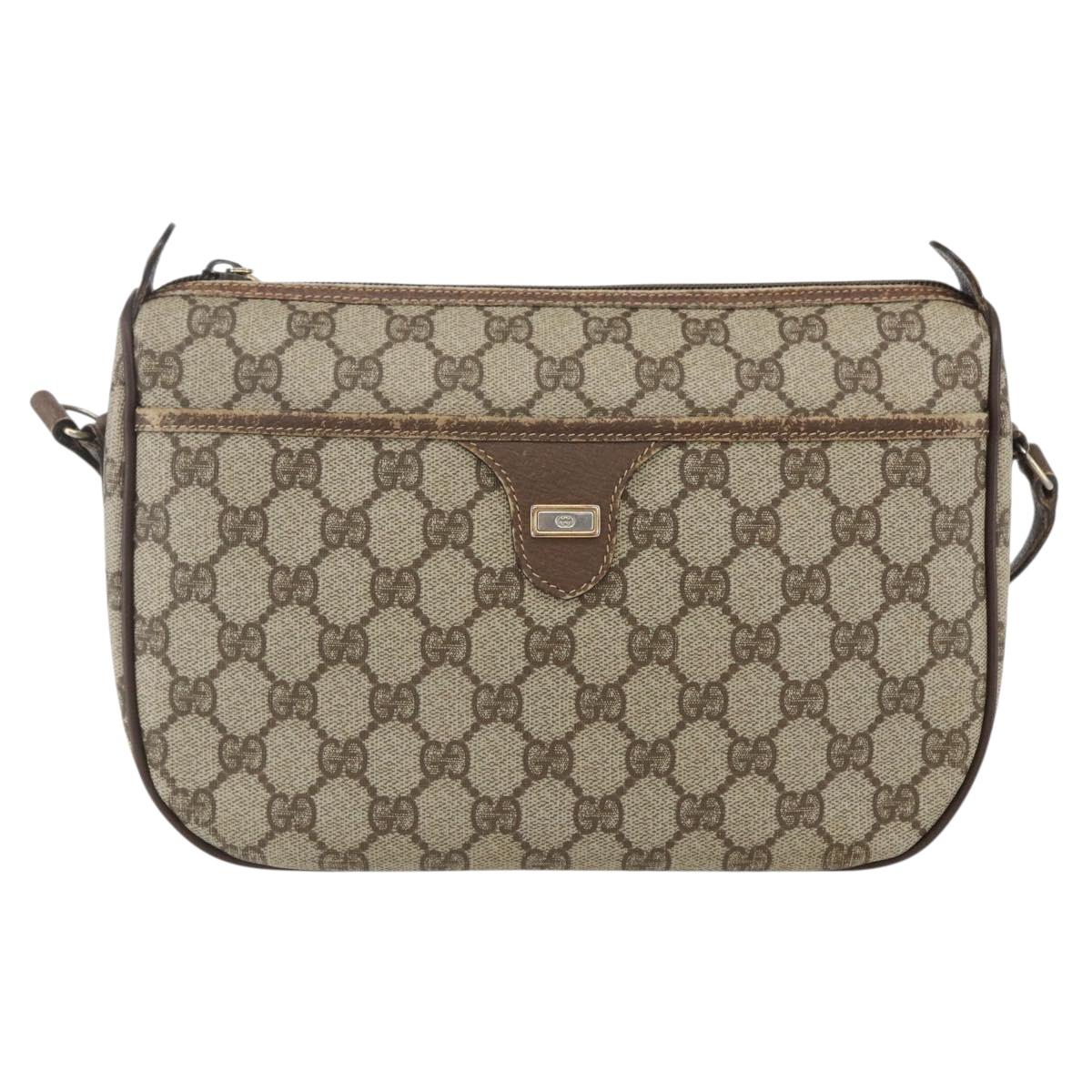 GUCCI GG Supreme Shoulder Bag PVC Beige Gold 001 115 6106 Auth BA8192