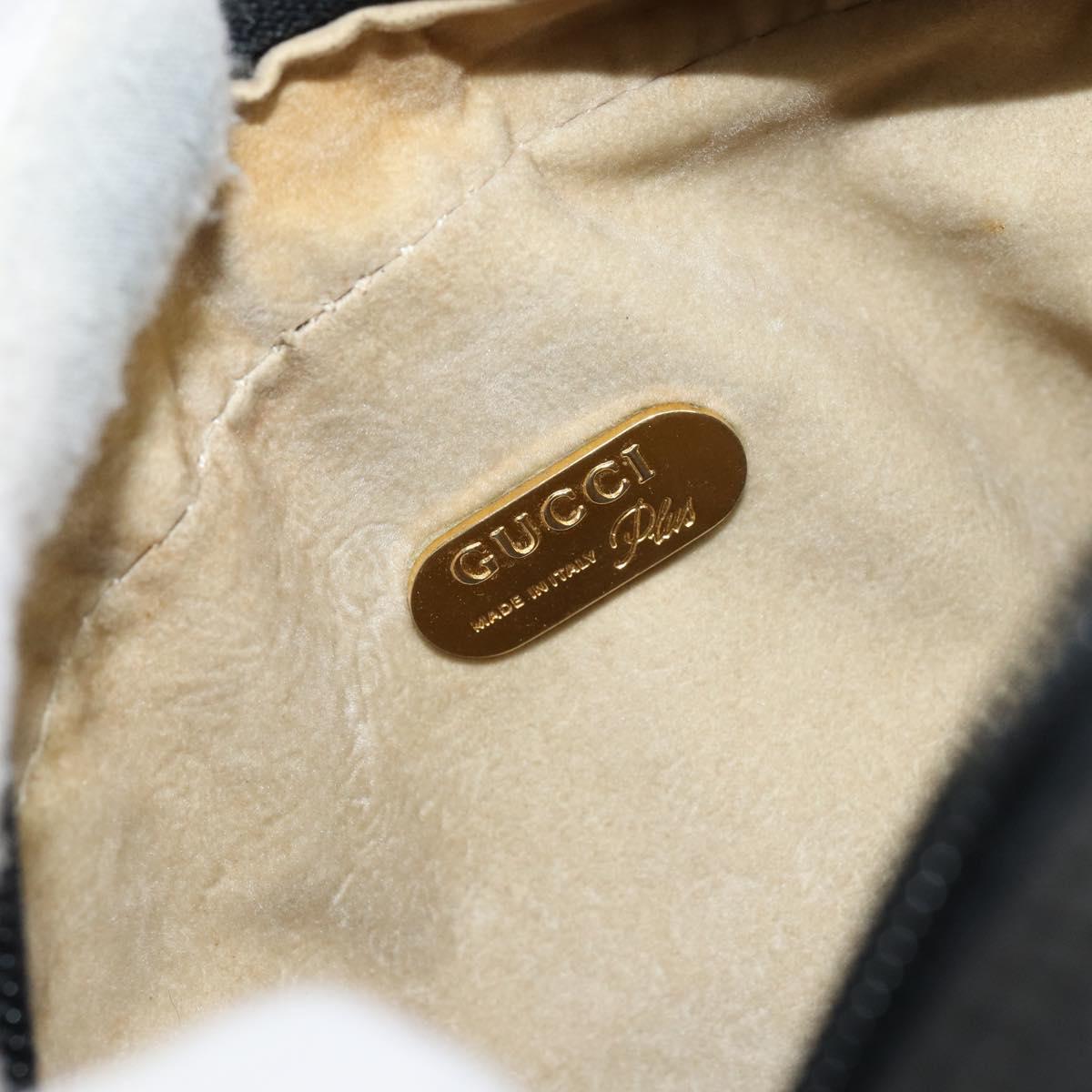 GUCCI Shoulder Bag Leather Black Gold Auth BA8193