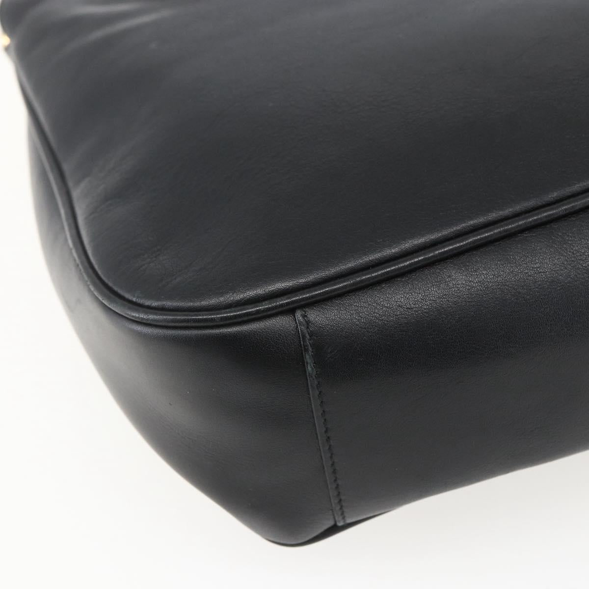 GUCCI Bamboo Hand Bag Leather 2way Black Gold 001 1998 1638 Auth BA8194