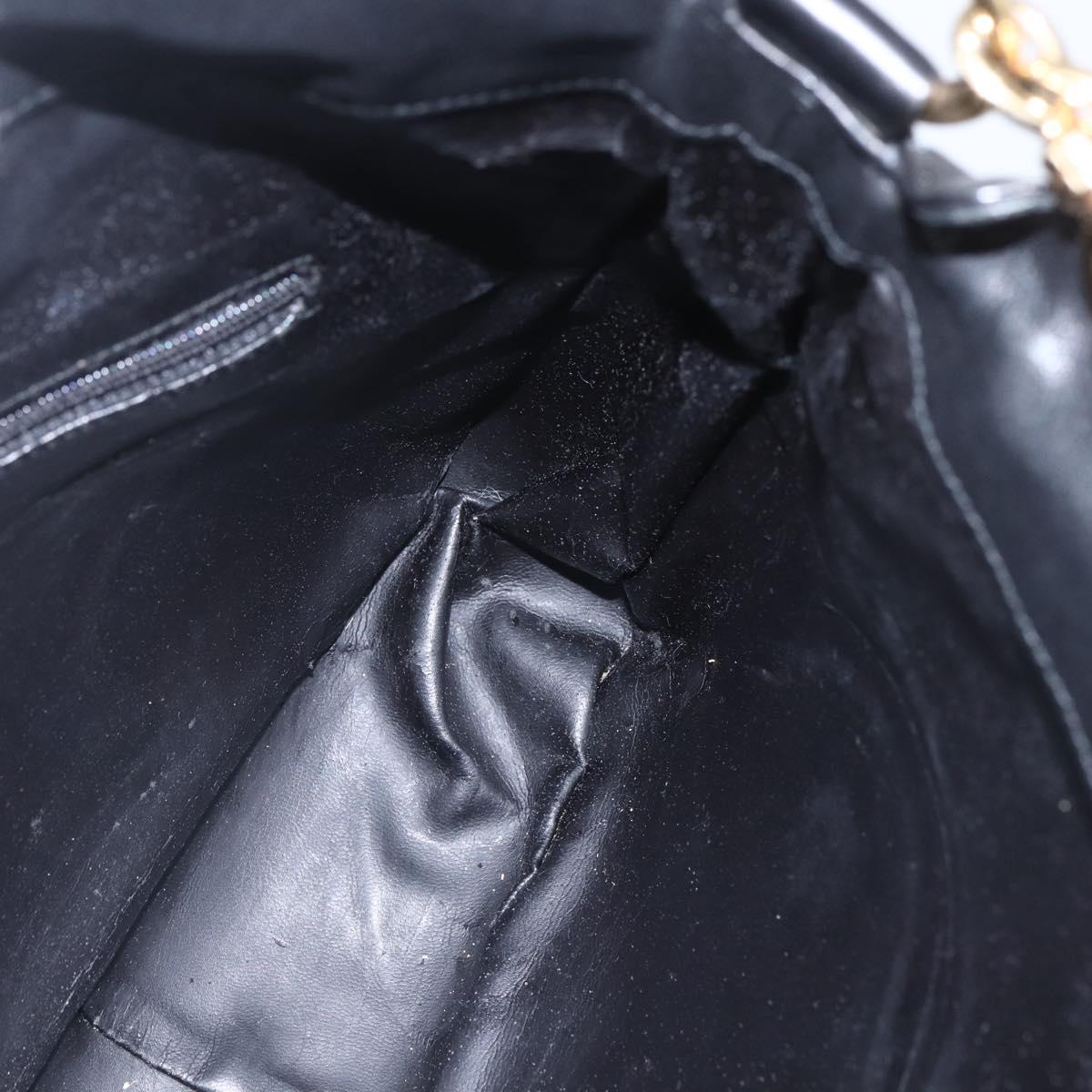 GUCCI Bamboo Hand Bag Leather 2way Black Gold 001 1998 1638 Auth BA8194