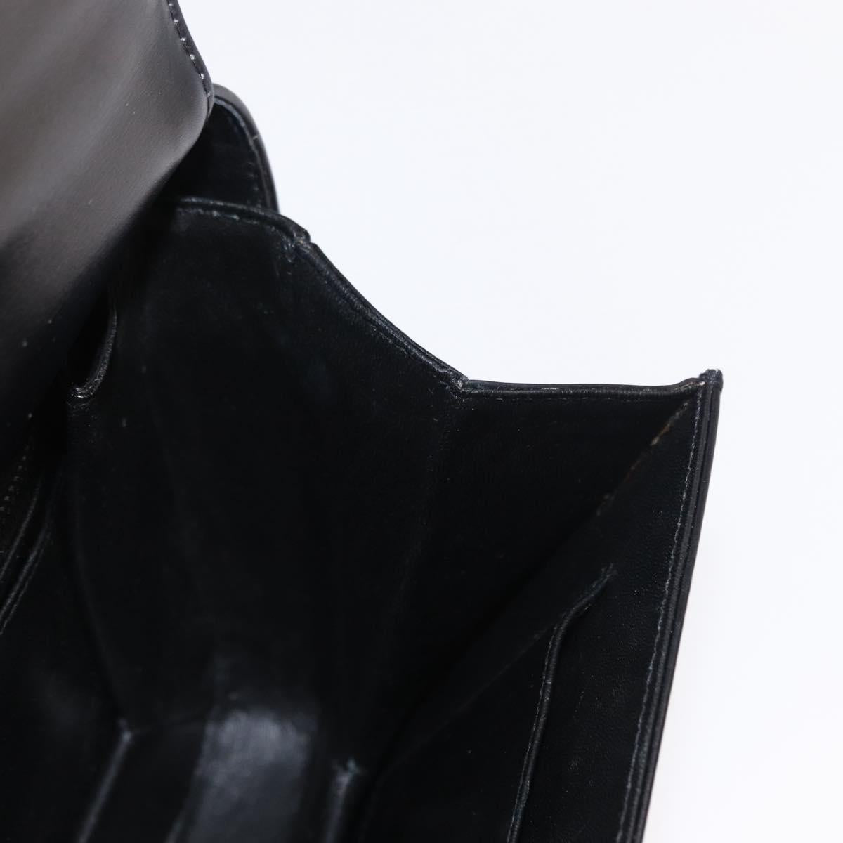 GUCCI Shoulder Bag Leather Black Gold Auth BA8195