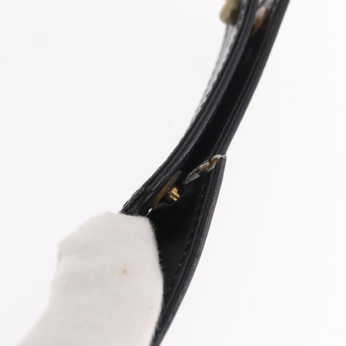 GUCCI Shoulder Bag Leather Black Gold Auth BA8195