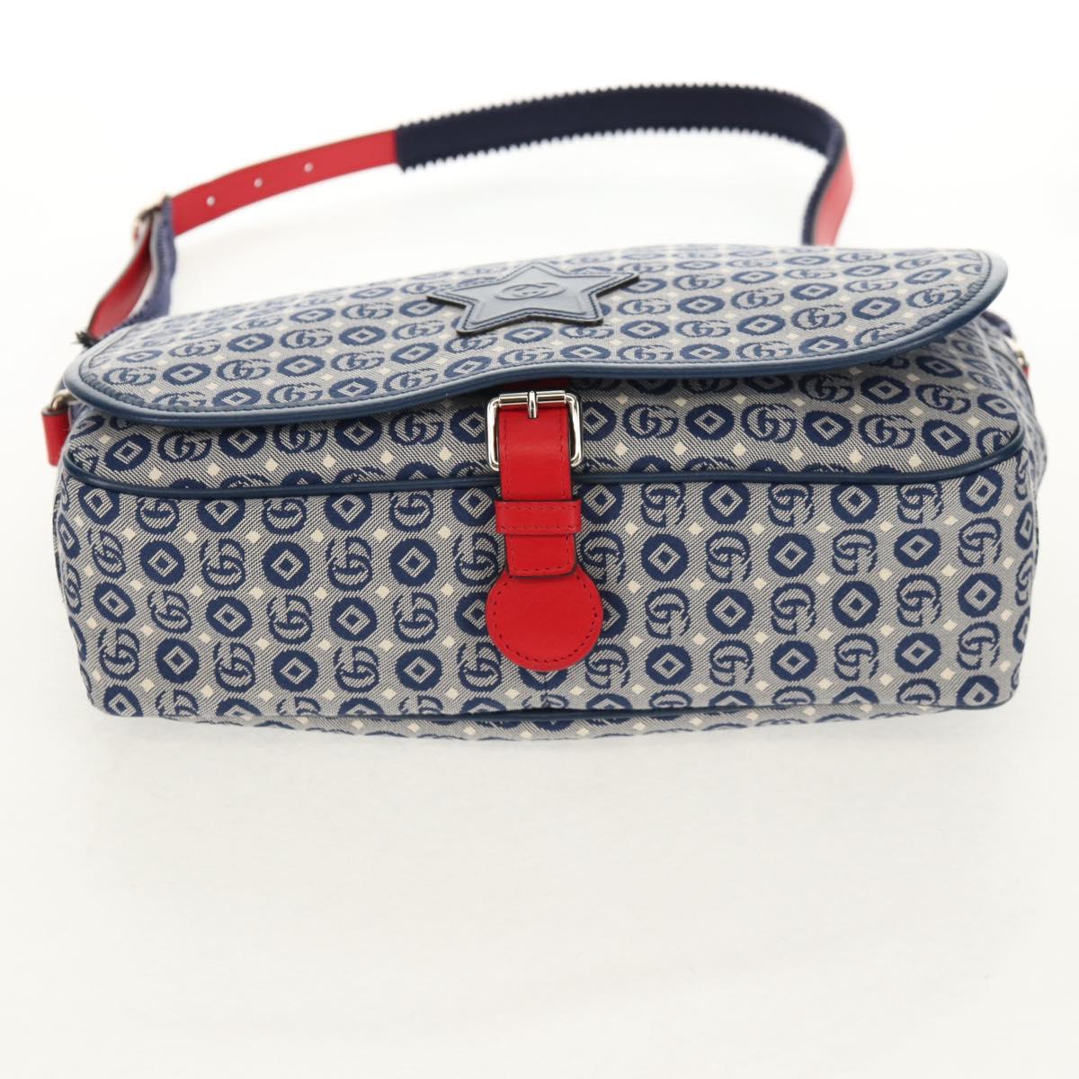 GUCCI Shoulder Bag PVC Blue Silver 664143 Auth BA8196M