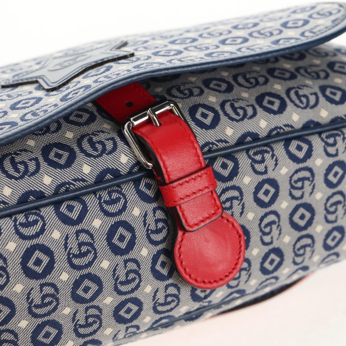 GUCCI Shoulder Bag PVC Blue Silver 664143 Auth BA8196M