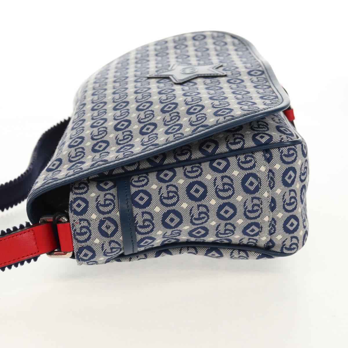 GUCCI Shoulder Bag PVC Blue Silver 664143 Auth BA8196M