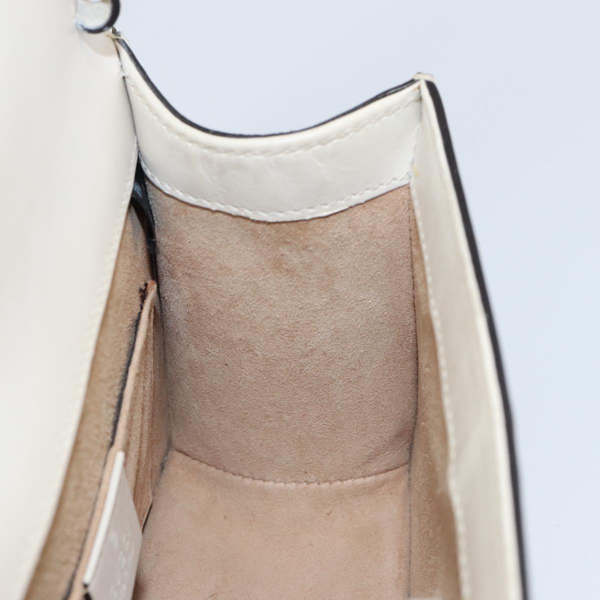 GUCCI Sherry Line Hand Bag Leather 2way White Gold Navy 470270 Auth BA8197