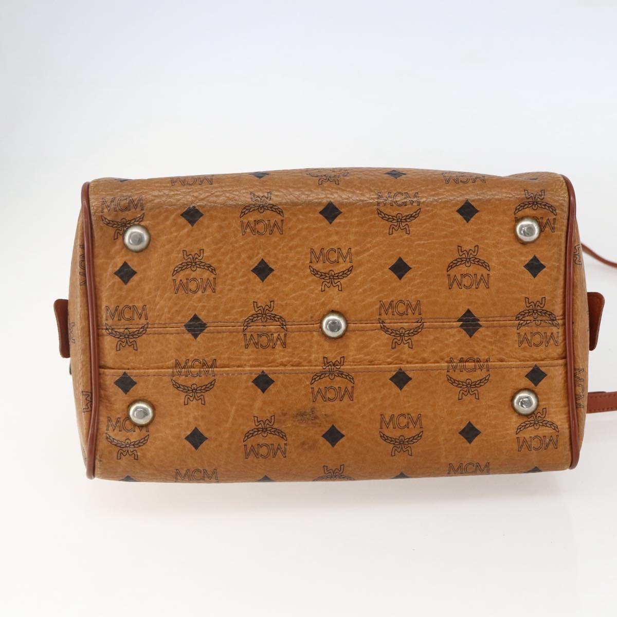 MCM Logogram Vicetos Hand Bag PVC Leather 2way Brown Gold Auth BA8199