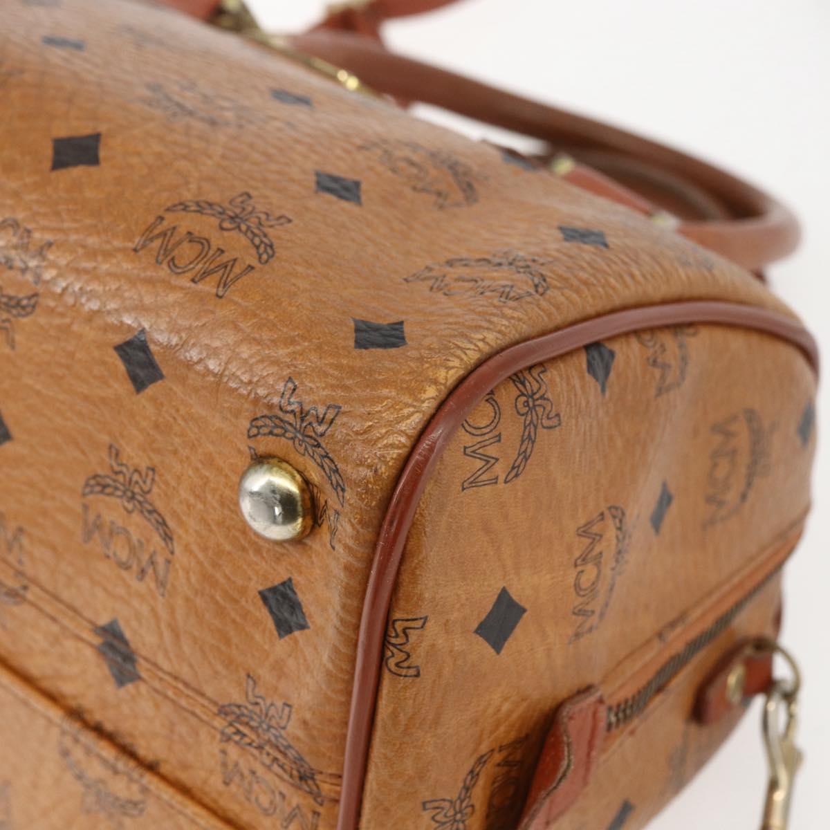 MCM Logogram Vicetos Hand Bag PVC Leather 2way Brown Gold Auth BA8199