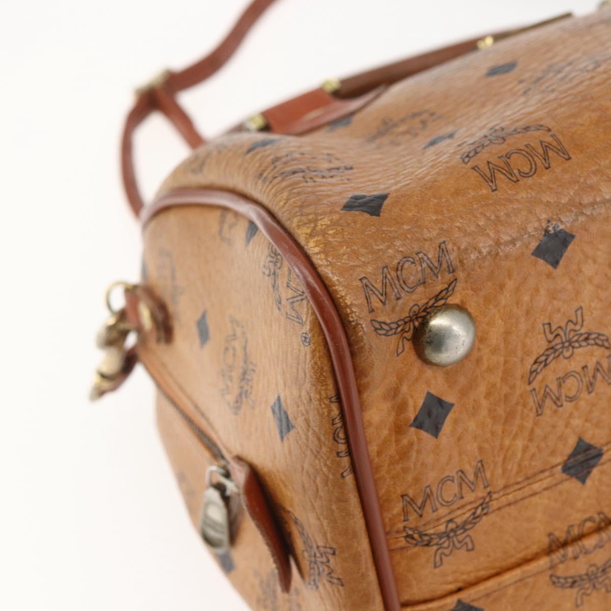 MCM Logogram Vicetos Hand Bag PVC Leather 2way Brown Gold Auth BA8199