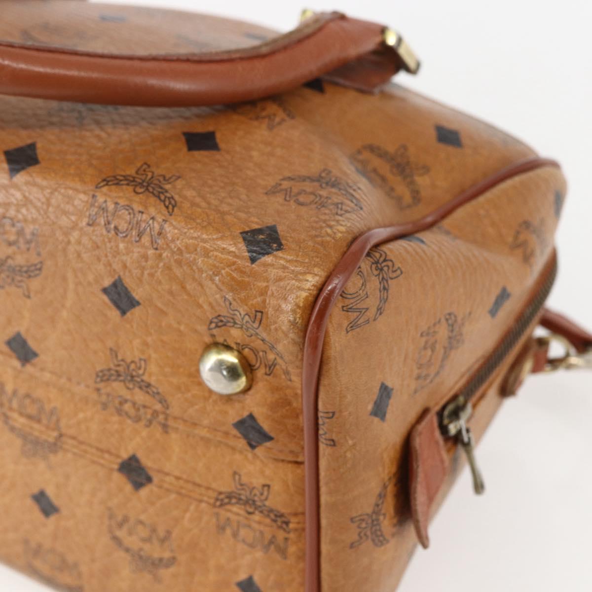 MCM Logogram Vicetos Hand Bag PVC Leather 2way Brown Gold Auth BA8199