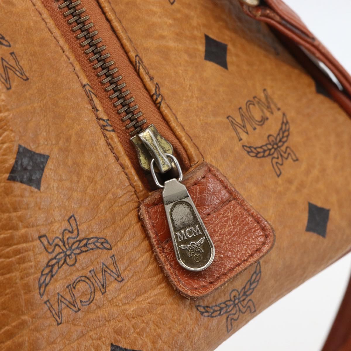 MCM Logogram Vicetos Hand Bag PVC Leather 2way Brown Gold Auth BA8199
