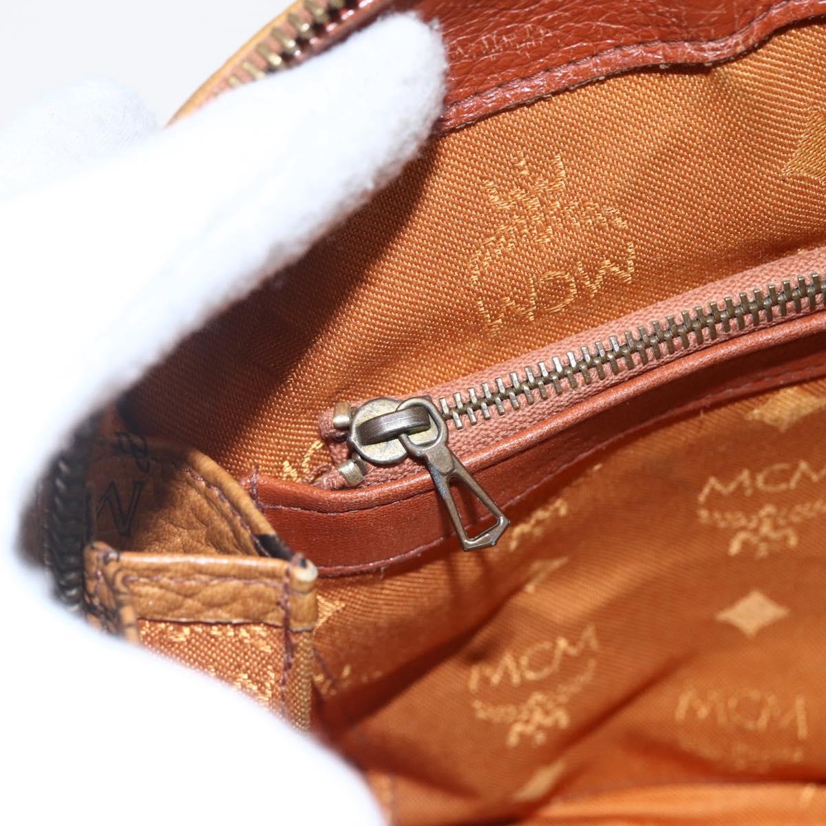 MCM Logogram Vicetos Hand Bag PVC Leather 2way Brown Gold Auth BA8199