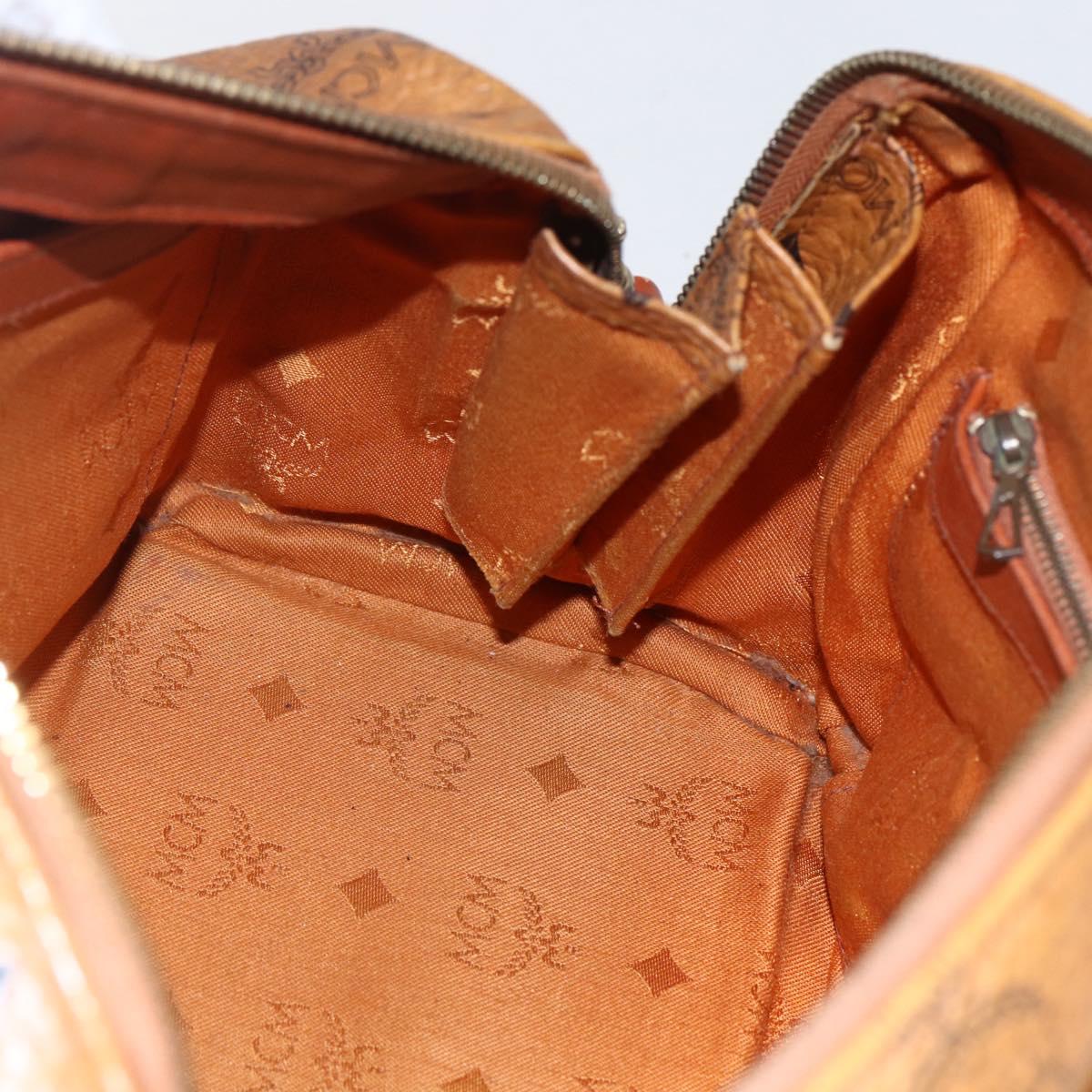 MCM Logogram Vicetos Hand Bag PVC Leather 2way Brown Gold Auth BA8199