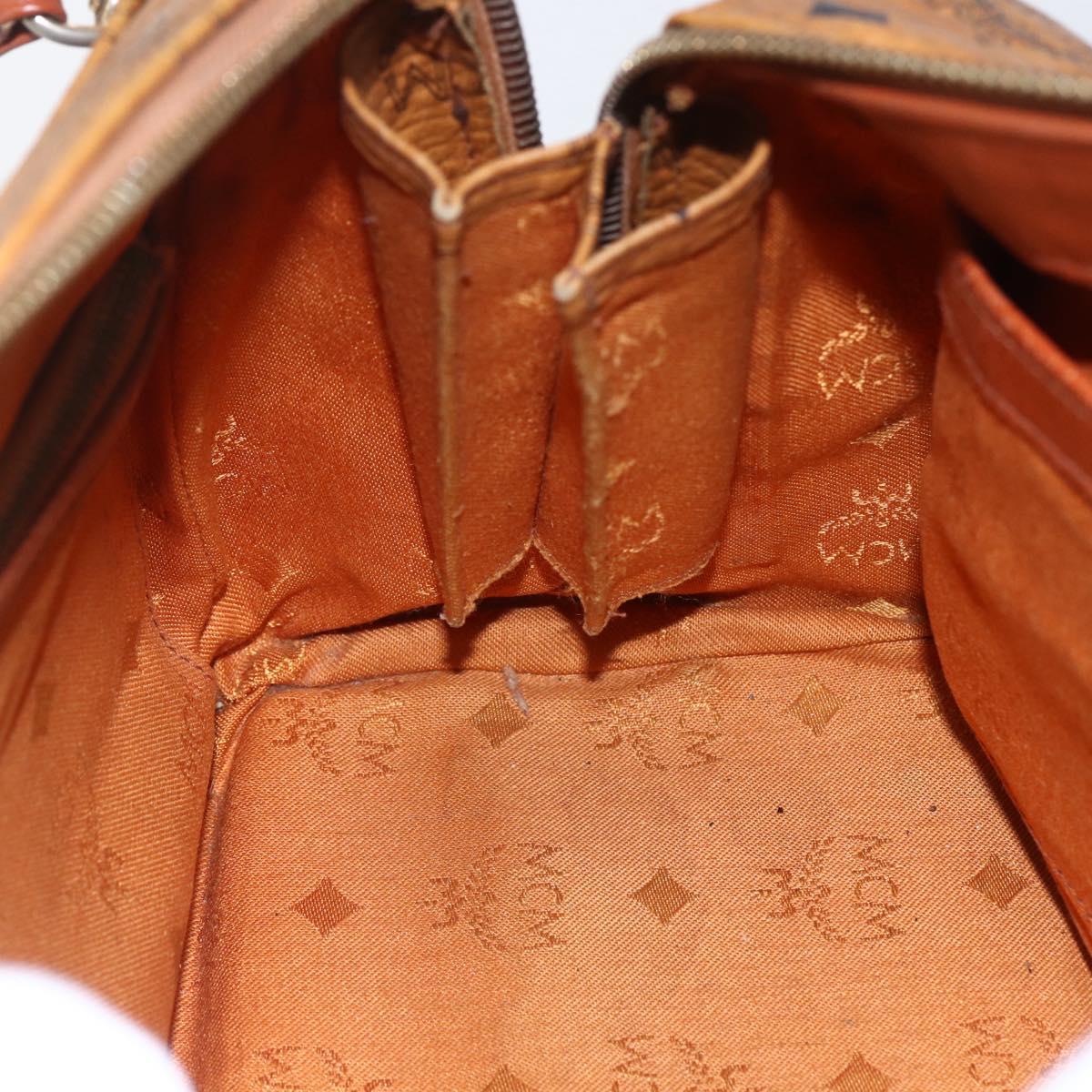 MCM Logogram Vicetos Hand Bag PVC Leather 2way Brown Gold Auth BA8199