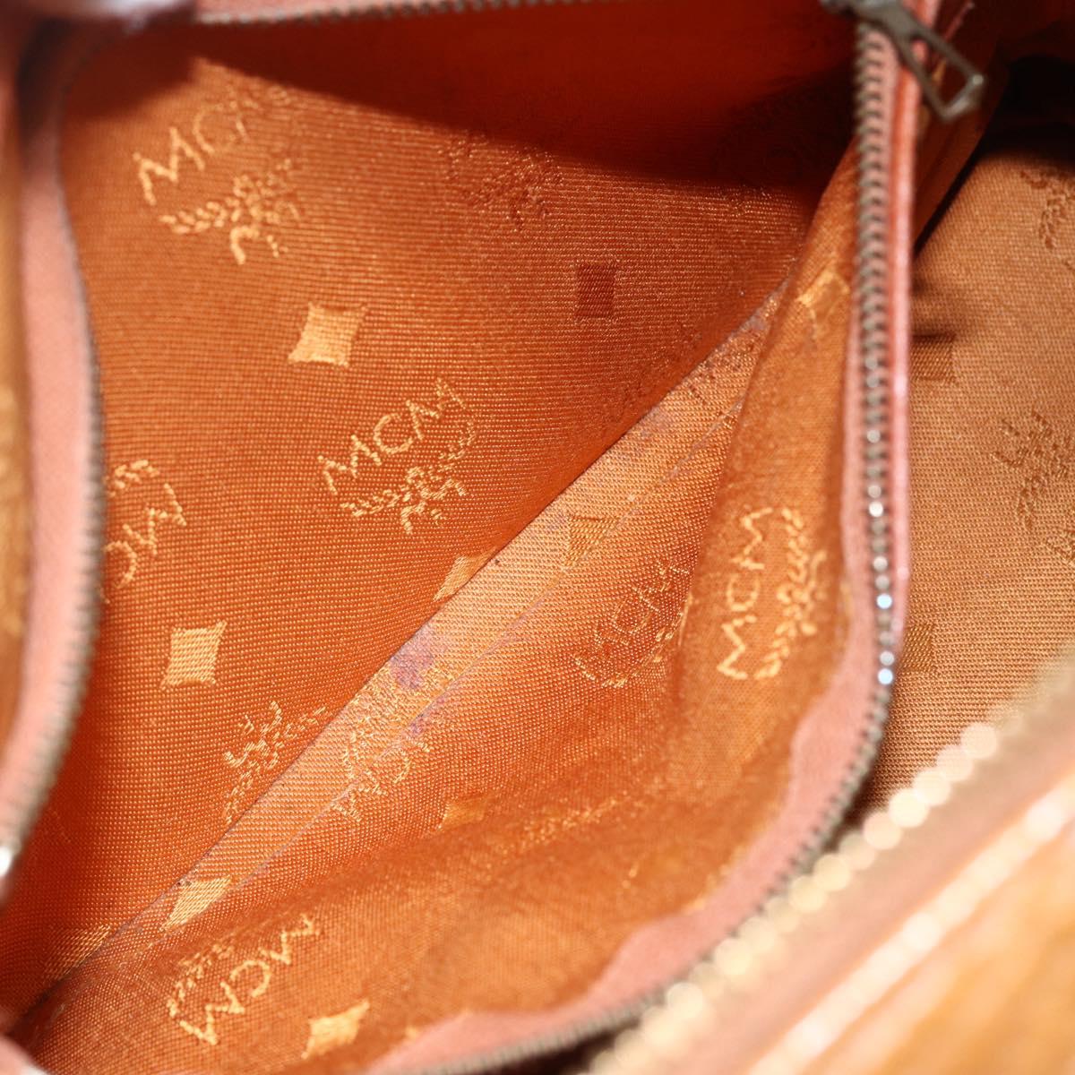 MCM Logogram Vicetos Hand Bag PVC Leather 2way Brown Gold Auth BA8199