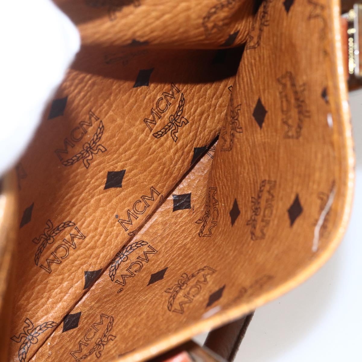 MCM Logogram Vicetos Hand Bag PVC Leather 2way Brown Gold Auth BA8199