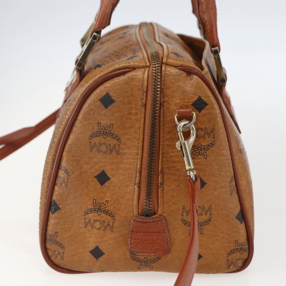 MCM Logogram Vicetos Hand Bag PVC Leather 2way Brown Gold Auth BA8199