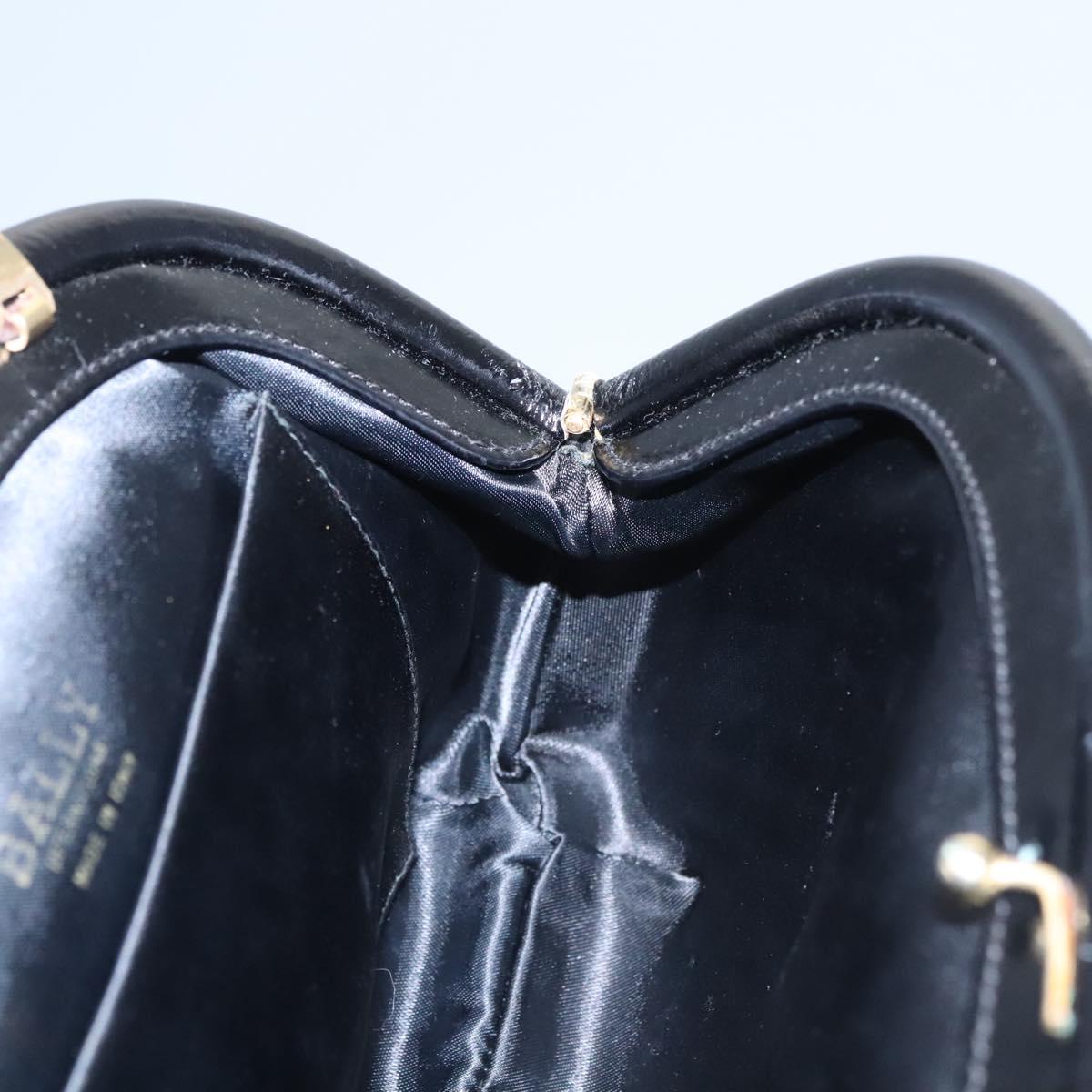 BALLY Chain Shoulder Bag Leather Black Auth BA820