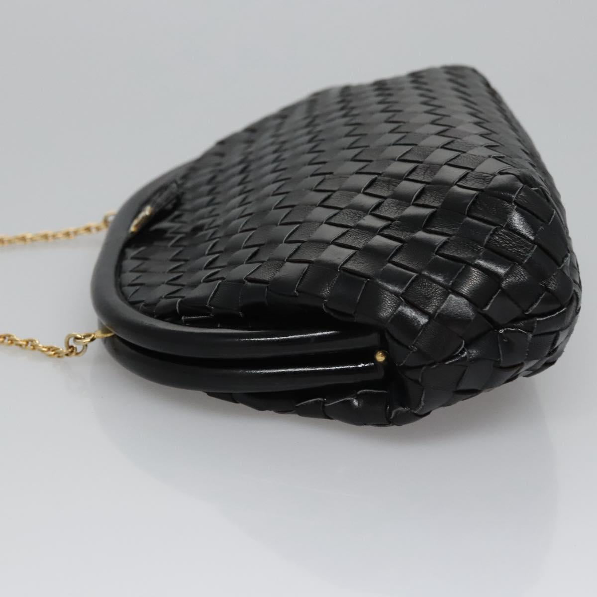 BALLY Chain Shoulder Bag Leather Black Auth BA820