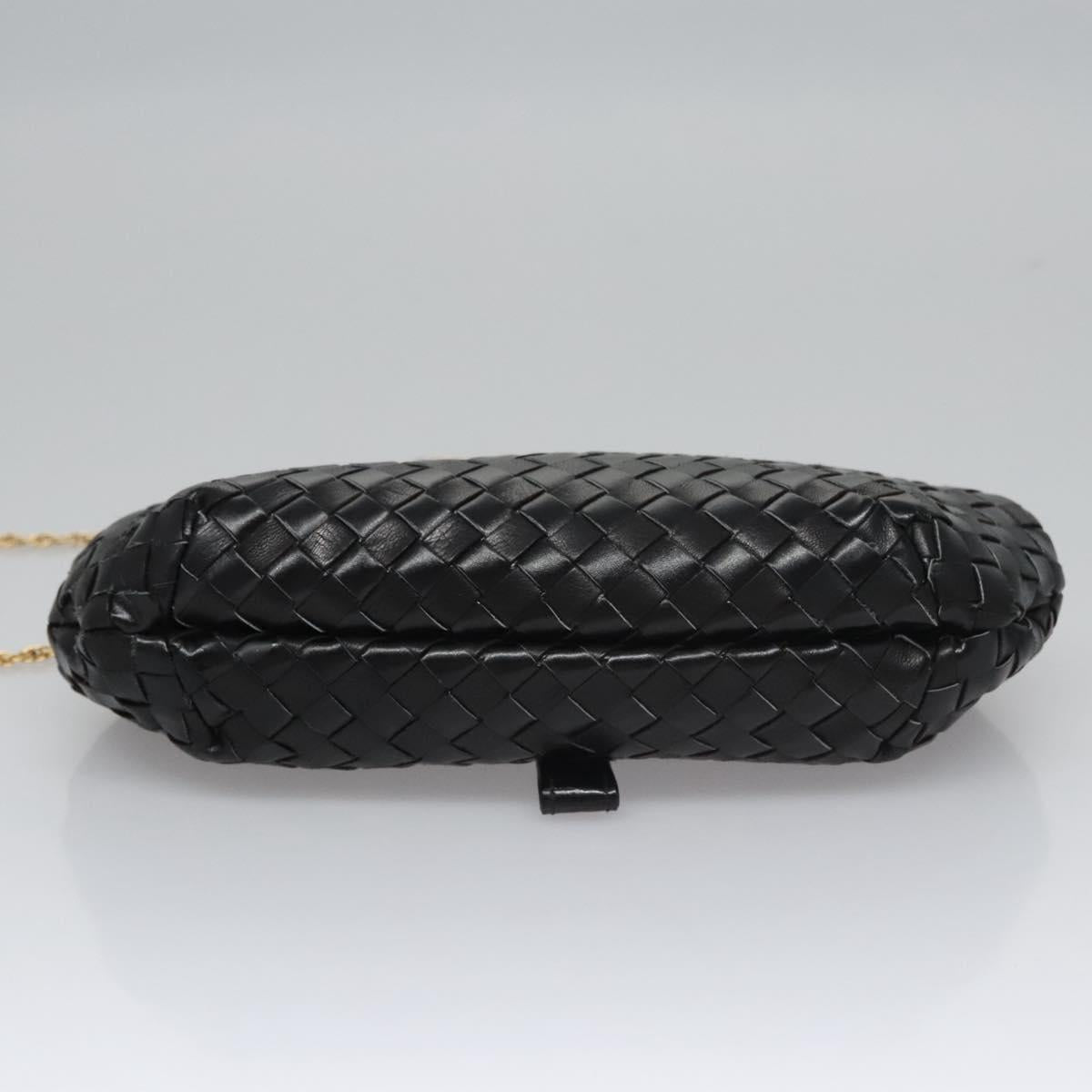 BALLY Chain Shoulder Bag Leather Black Auth BA820