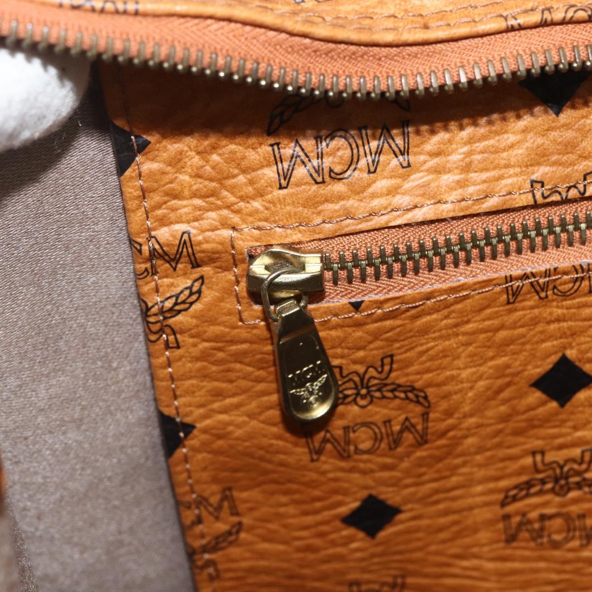 MCM Logogram Vicetos Tote Bag PVC Leather Brown Gold Auth BA8200