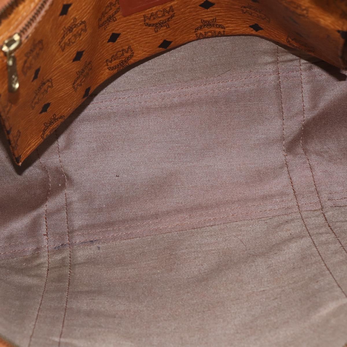 MCM Logogram Vicetos Tote Bag PVC Leather Brown Gold Auth BA8200