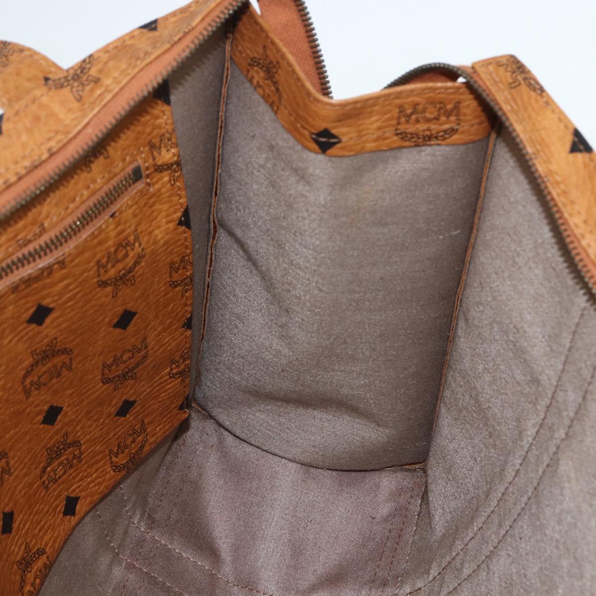 MCM Logogram Vicetos Tote Bag PVC Leather Brown Gold Auth BA8200