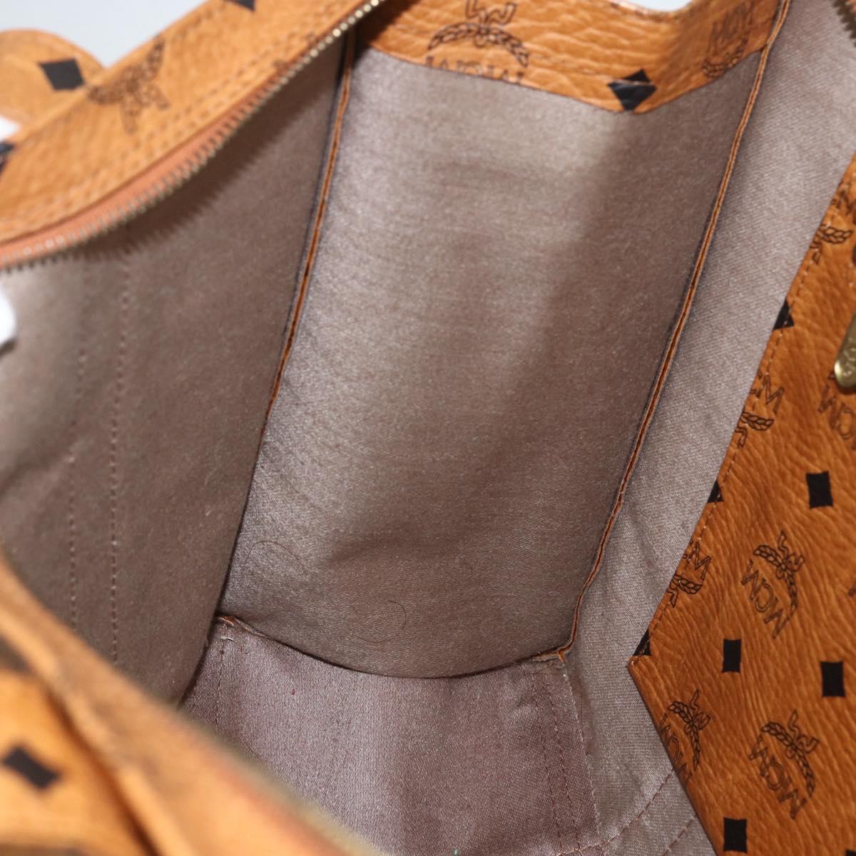 MCM Logogram Vicetos Tote Bag PVC Leather Brown Gold Auth BA8200