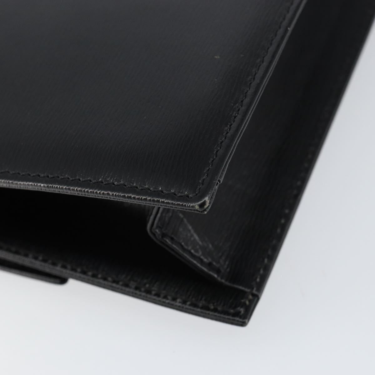 Christian Dior Chain Shoulder Bag Leather Black Gold Auth BA8202