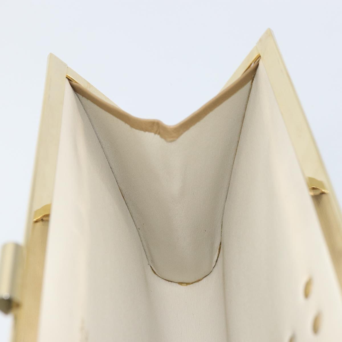 Christian Dior Clutch Bag Leather Beige Gold Auth BA8203