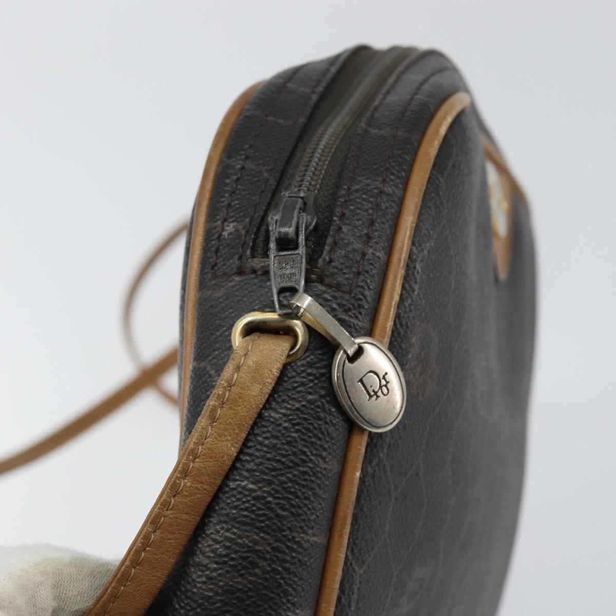 Christian Dior Honeycomb Canvas Shoulder Bag PVC Black Gold Auth BA8204